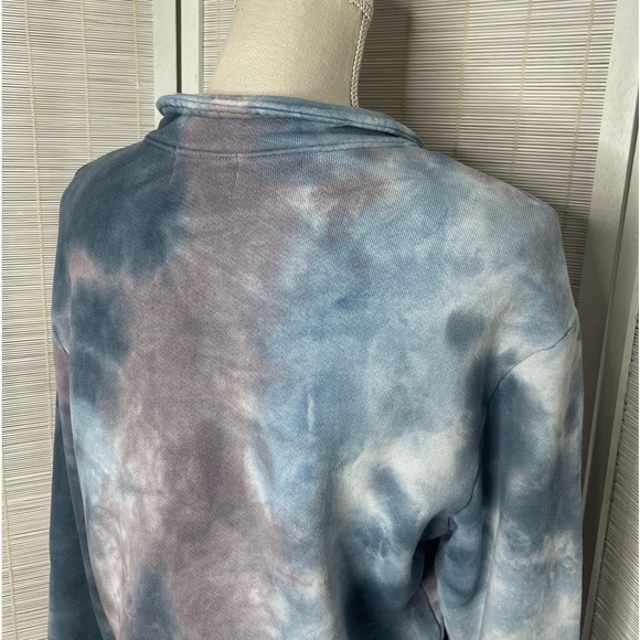 Cotton Citizen X Soul Cycle Blue and Purple Tie Dye Sweatshirt Size M 1/3 Zip - Picture 5 of 7